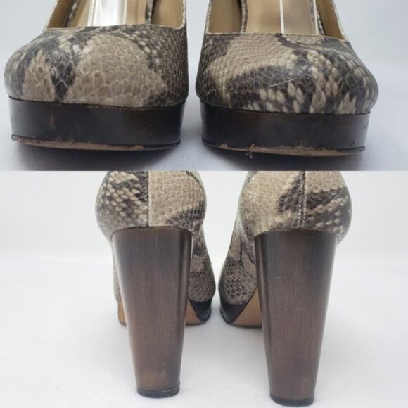 Cole Haan Snake Print Mary Jane Ankle Strap Block Heel Almond Toe Platform Pumps - Picture 7 of 8